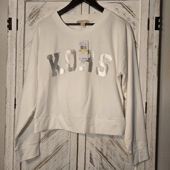 Michael Kors Sweaters - Michael Kors NWT Silver Foil Logo Crewneck Sweatshirt – Medium